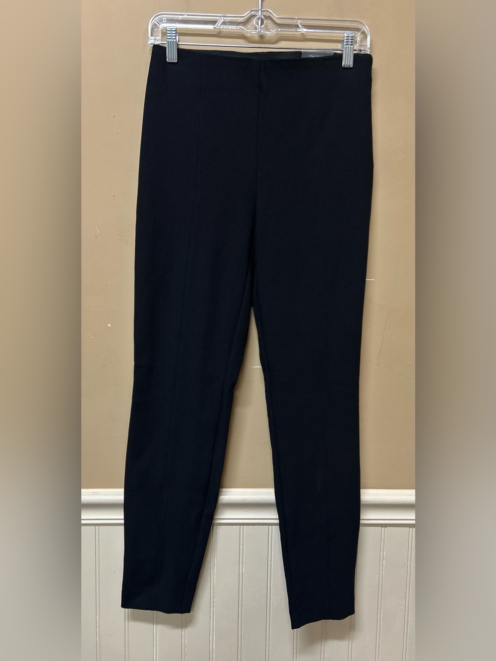 NEW Talbots Portland Pants Womens 4 Black Pull On Ankle Slim Career Flat Front